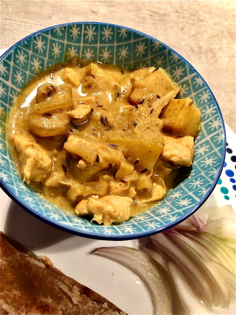 Keralan Chicken curry with potatoes in a yellow curry