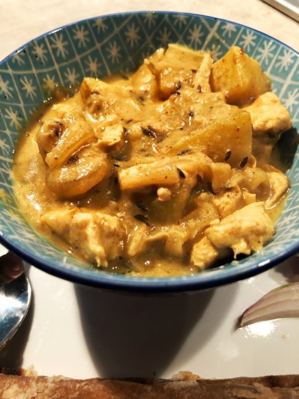 Keralan chicken curry with potatoes and coconut milk